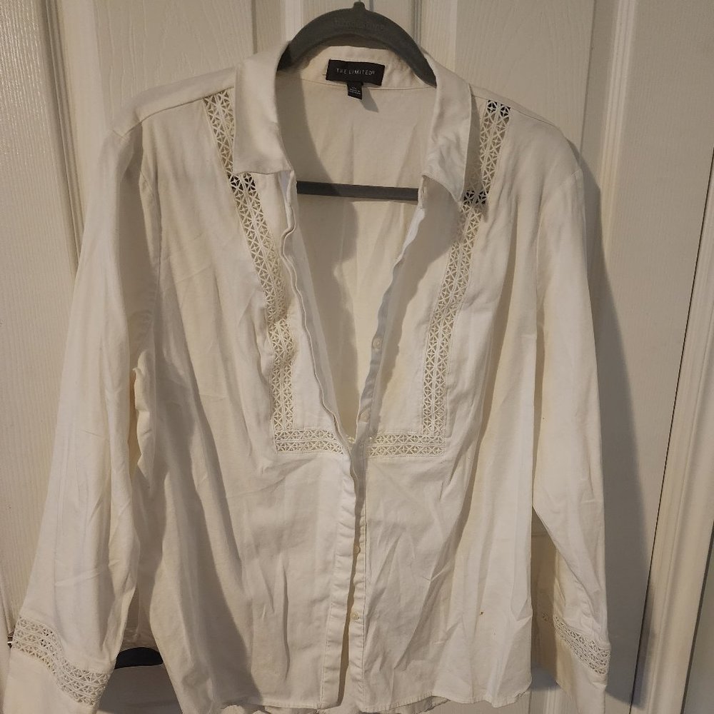 White button up with lace detail